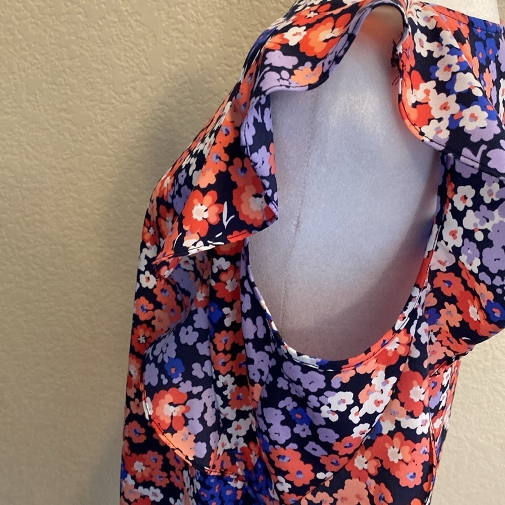 Juicy Couture Colorful Floral Ruffled Flutter Sleeve Blouse. Sz L. - Picture 8 of 16